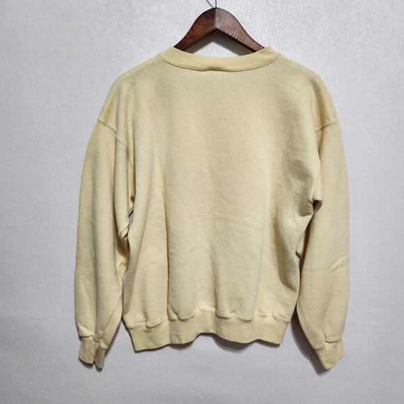 VTG 90s Prairie Girl Flowers Crewneck Sweatshirt Sz L Butter Yellow Cottagecore - Picture 4 of 10